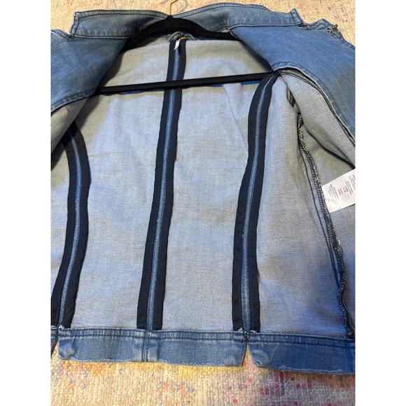 Free People Fitted Military Denim Jacket in Indigo Blue Small - Picture 9 of 10